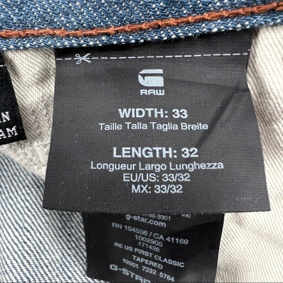 G-Star Raw First Classic Tapered Button Fly Distressed Jeans Size 33 x 32 Men’s - Picture 4 of 11